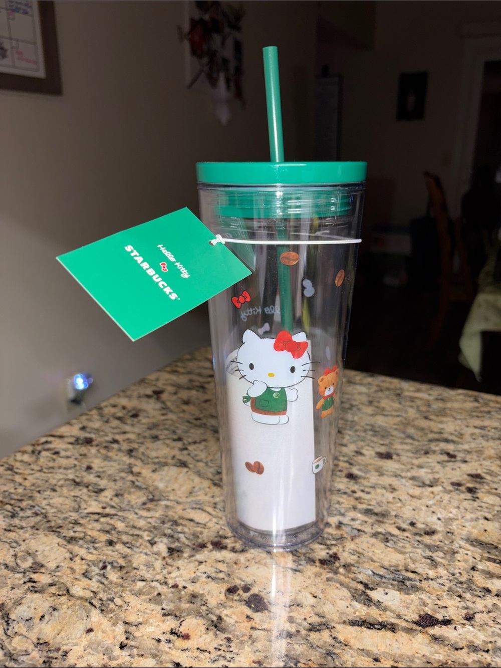 Starbucks Green Lid Hello Kitty Clear Tumbler with Straw